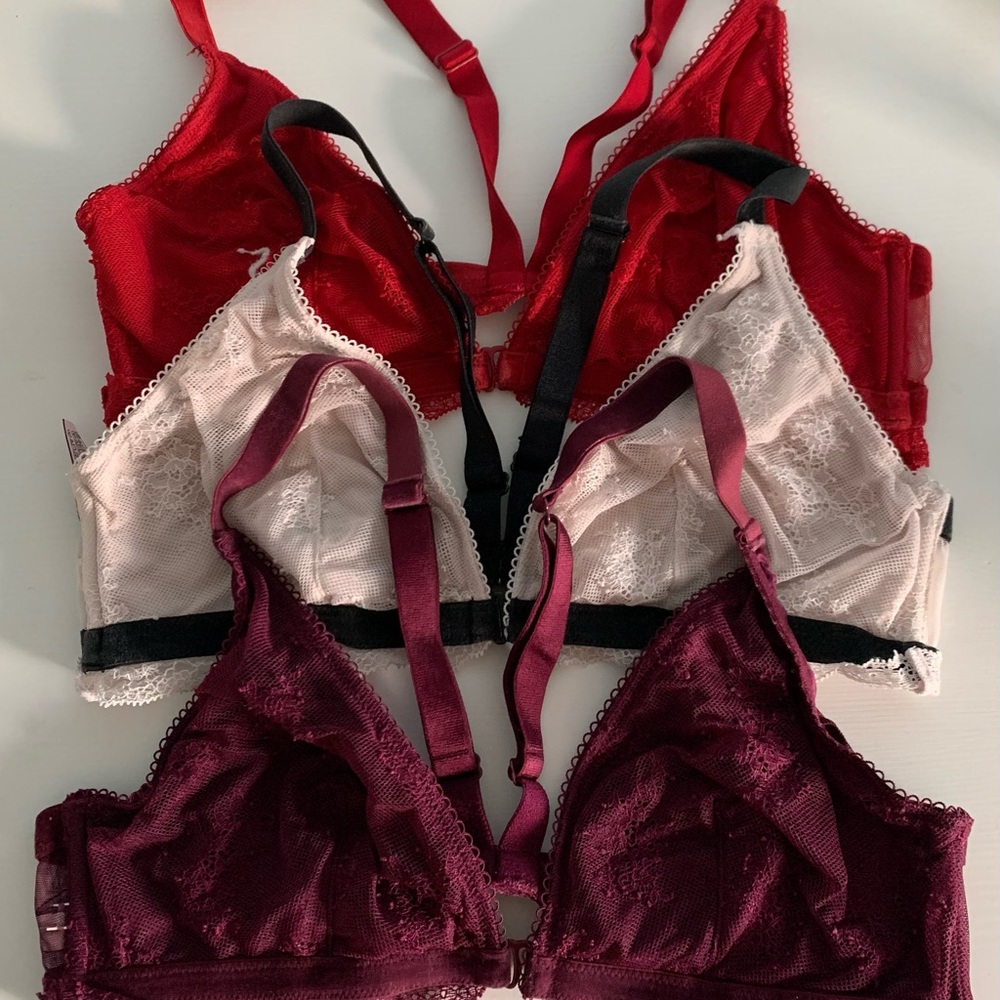Three lace & velvet bralettes bundle